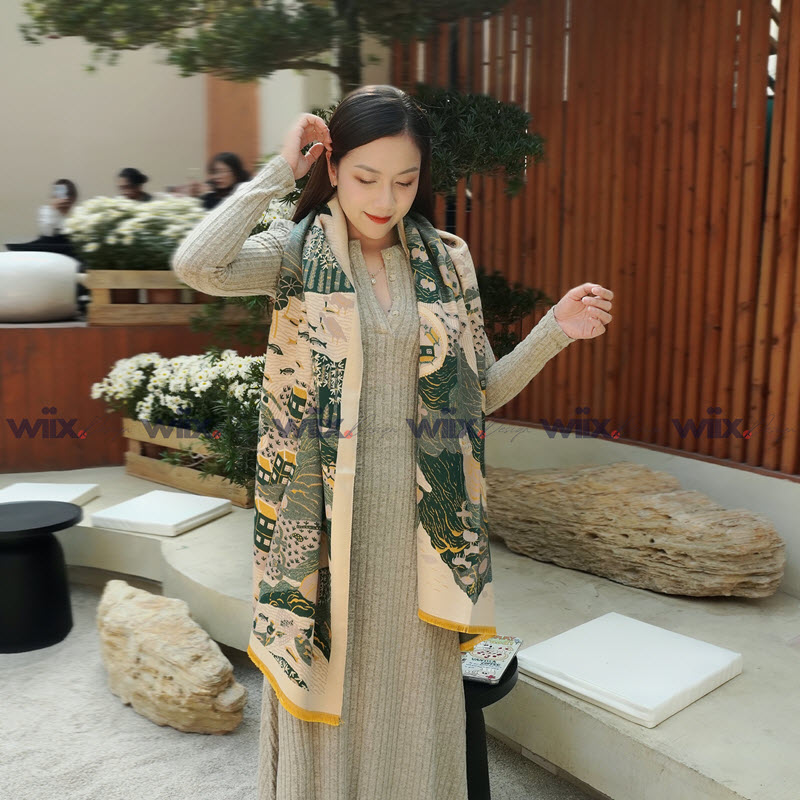 Khăn quàng cổ cao cấp len Cashmere cho nữ KQ-WD05